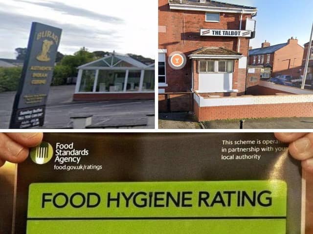 Two restaurants and a bar in Blackpool and Fylde have been given new food hygiene ratings out of five