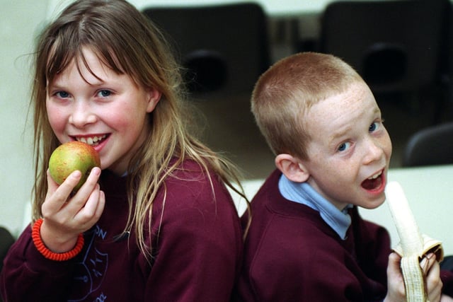 Charlotte Smith (11) and Darren Wise (10) - healthy eaters at Blackpool Marton County Primary School