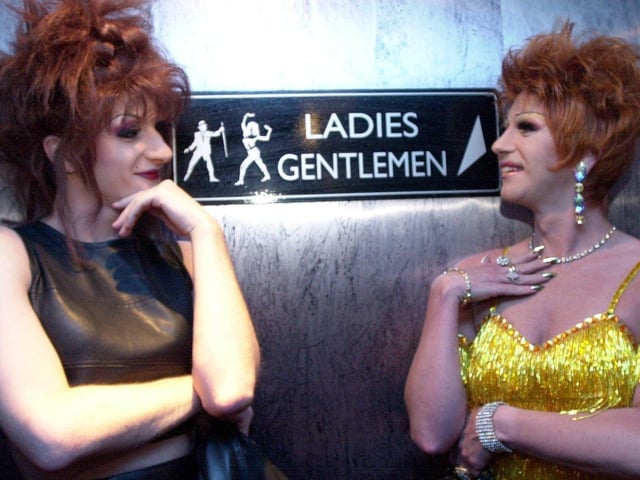 The Stage newspaper's annual Blackpool party at the Paradise room, Blackpool Pleasure Beach. Funny Girls Amber and Zoe in a dilemma!