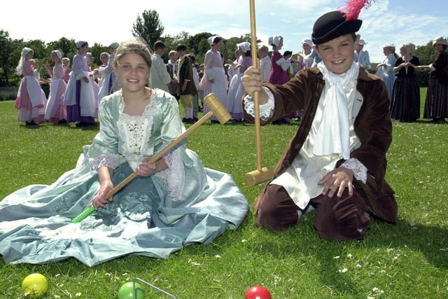 Georgian Day at Hall Park Primary School, Lytham. Pictured are Hannah Hocking and Richard Grindrod (both aged 10) enjoying a game of croquet