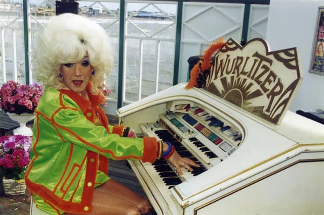 Paul O'Grady in his days as Lily Savage at the Wurlitzer on North Pier in 1996