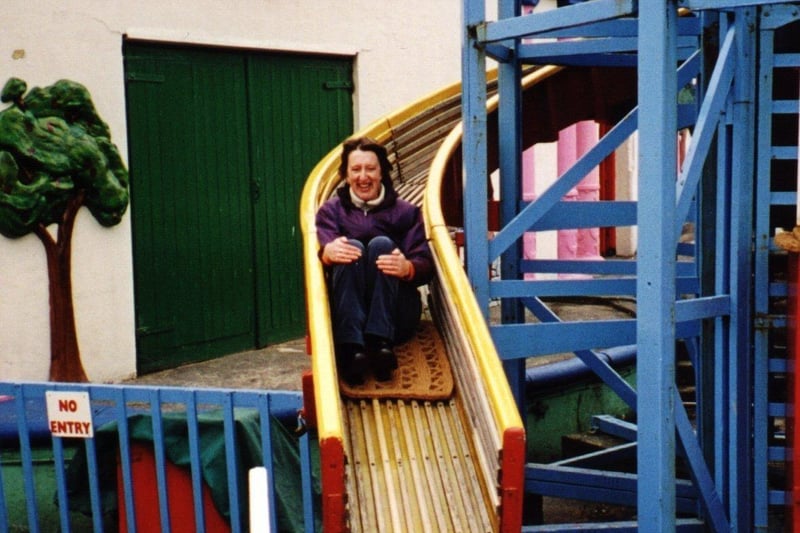 Mandy Stockton on the helter skelter before it was removed
