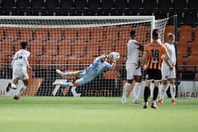 Match action from Fylde's game at Barnet (photo: Steve McLellan)