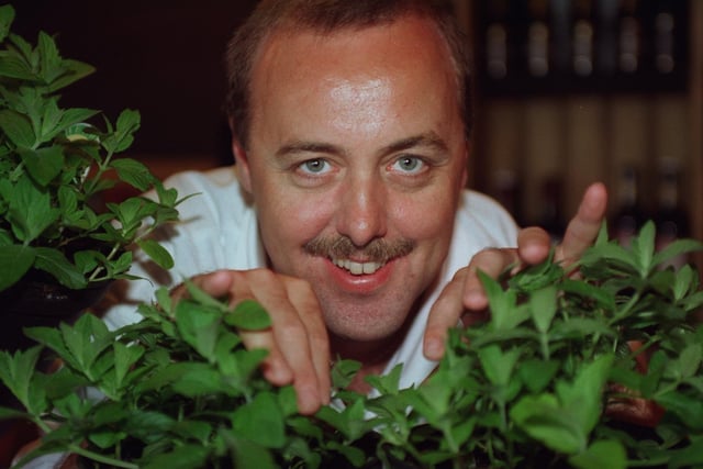 The Landlord of the River Wyre Pub at Poulton Paul Thornhill, pictured with Mint Plants that he grew back in 1997