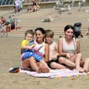 Paria, Indianna, Rocco and Porchia Connolly enjoying Blackpool's central beach on Tuesday