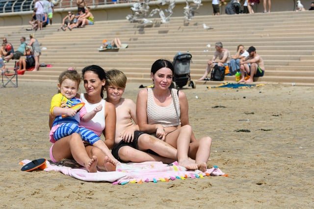 Paria, Indianna, Rocco and Porchia Connolly enjoying Blackpool's central beach on Tuesday
