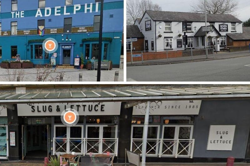 The Adelphi in Preston, The Seven Stars in Leyland and Slug & Lettuce in Blackpool are some of the many pubs on the list