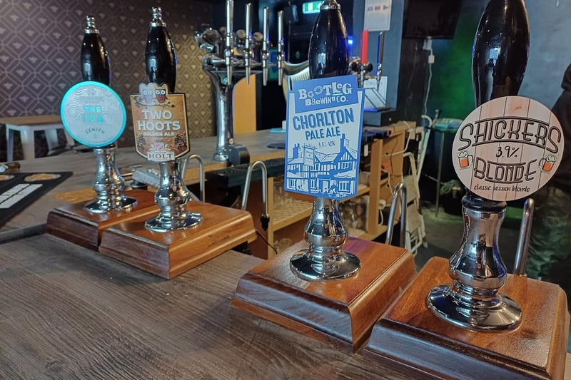 Some of the beers available at the bar at Shickers Tavern