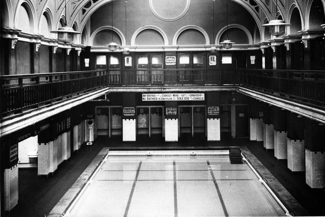 An early picture of Blackpool's oldest bath in Cocker Street where thousands of schoolchildren learned to swim up until its closure in the 1970s. This was 1963