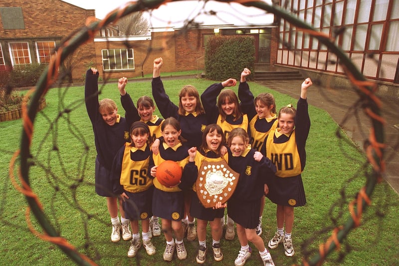 Mereside Primary School Netball team which won the school's netball rally at Stanley Park Back, from left, Stacey Burke,  Tracey Gardner, Rachel Bashforth, Stacey Shorrocks, Lisa Robinson, Talia Westhead. Front, from left, Natalie Hall, Stacey Manning, Leanne Grundy and Sherlaine Roberts.