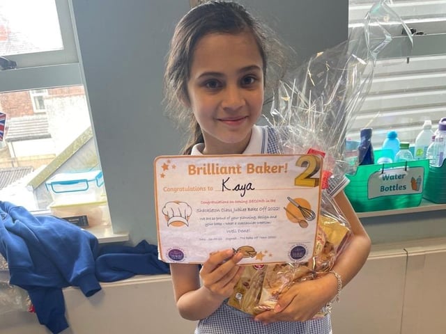 Young Kaya was busy baking for the bake off event at St Mary's Catholic Primary School