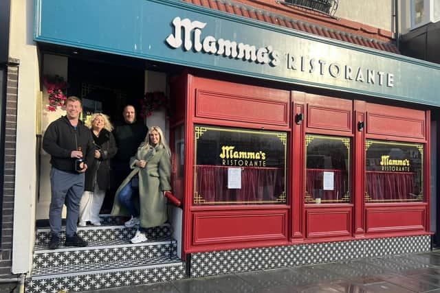 Mamma's Ristorante in Topping Street, Blackpool closed in October but will reopen as San Marco's in December. Pictured outside the restuarant are new owners Cinzia and George Goldie and business partnerStephen Coles (top right), alongside former San Marco's owner and doyenne of Blackpool's hospitality scene, Lucia Frankitt (centre). (PIcture by San Marco's)
