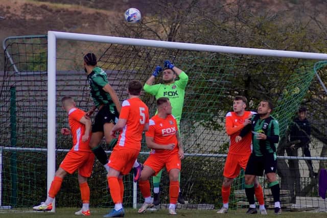 Action from AFC Blackpool's play-off semi-final at Golcar Picture: DONNA ARTIS