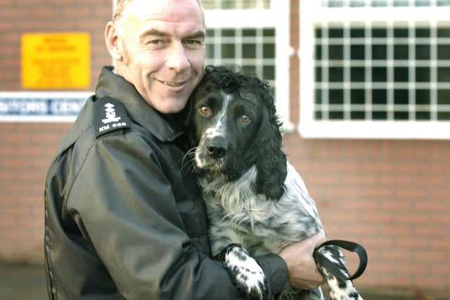 Prison Officer Robert Ellis and sniffer dog Rio where Operation Alcataraz had been completed to prevent drugs from entering the prison in 2004