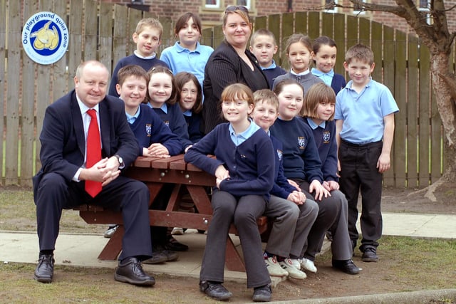 Pupils from St Mary's RC Primary School are pictured in their new playground quiet zone. Were you among them?