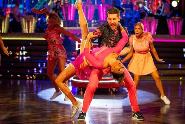 Chris Ramsay and Karen Hauer performing the Salsa at Blackpool to Uptown Funk
Pictures: Guy Levy