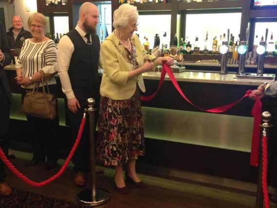 The Mayor of Fylde, Coun Christine Akeroyd, officially opens the revamped bar at the Villa Italian Wesham