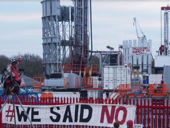 Anti-frackers have targeted companies which supply goods or services to shale gas firm Cuadrilla. Here they visited a company in Derbyshire which stores a drilling rig.