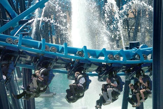 Thrill-seekers on the Infusion ride at Blackpool Pleasure Beach