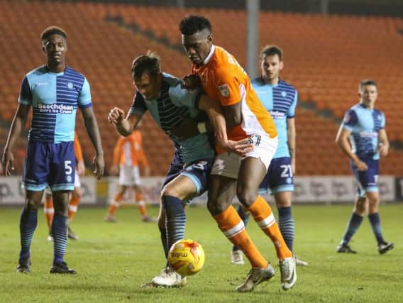 Blackpool in Checkatrade Trophy action against Wycombe