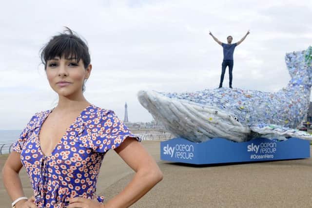 Emmerdale's Roxanne Pallett and Love Island's Jamie Jewitt with the giant whale