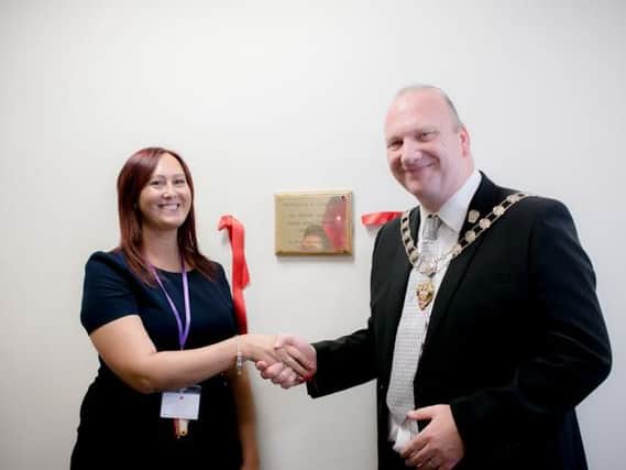 Leanne Docherty and Deputy Mayor Gary Coleman at the official opening of the new LM Training and Consultancy offices