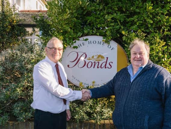 Martin Molloy, former owner of Bonds of Elswick with Simon Rigby MBE, cheif executive of The Rigby Organisation which has bought the ice cream firm