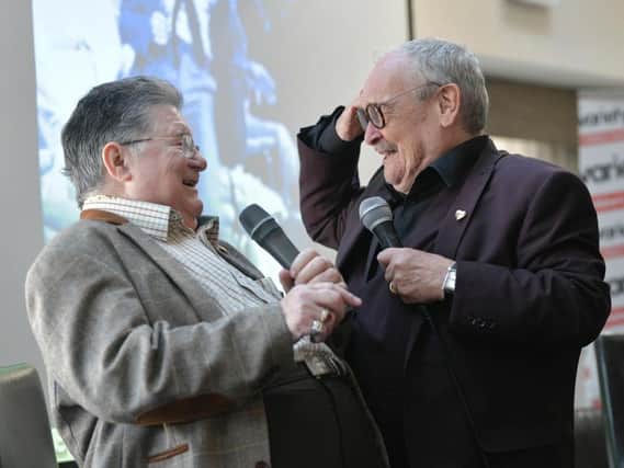 Sharing a laugh with Johnnie Casson at the Bobby Ball and Friends lunch. Picture: Dave Nelson