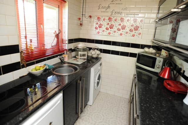 The kitchen at Ms Casey's flat on Troutbeck Crescent