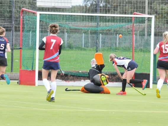 Lytham Ladies 2 are denied by the Lancaster 3 goalkeeper
