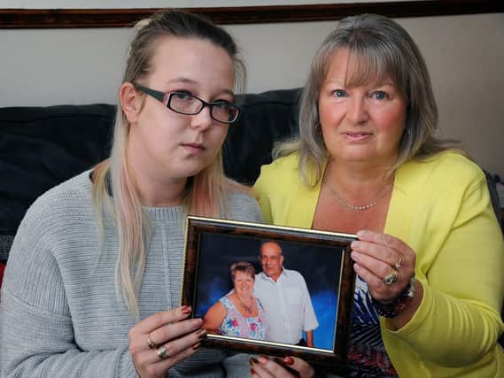 Christine and Rebecca Birch, who lost a husband and father last year after Paul Birch was infected with Hepatitis C following a blood transfusion.
