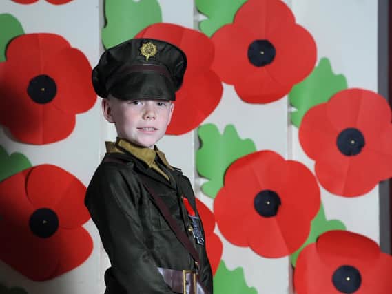 Ellis Lord, a year five pupil at Stanley Primary School, got dressed up as part of a Remembrance Day at the school