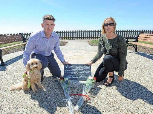 Lindsey Clifford and Danny Clifford at the memorial on the Promenade for Denis and Elaine Thwaites