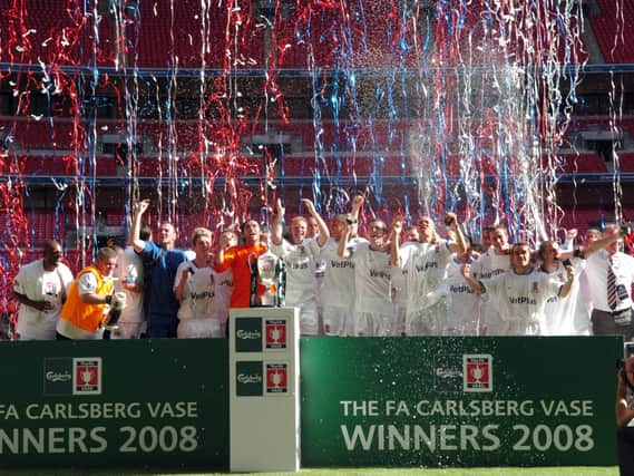 Kirkham and Wesham (now AFC Fylde) celebrate lifting the FA Vase in 2008