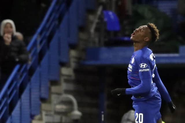 Chelsea's Callum Hudson-Odoi celebrates after scoring