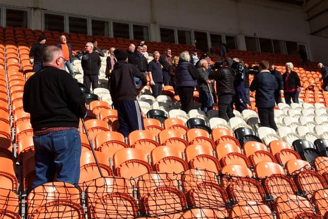 Fans face the TV cameras as Bloomfield Road gets a spring clean