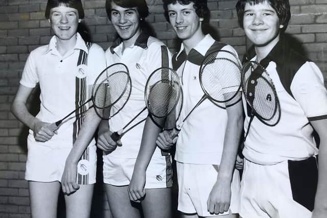 Under 16 badminton team, who reached the final of the Lancashire Schools' Red Rose tournament in 1981. From left, Richard Watson, Graham Harris, Mark Ledgard and Ian Garnett.