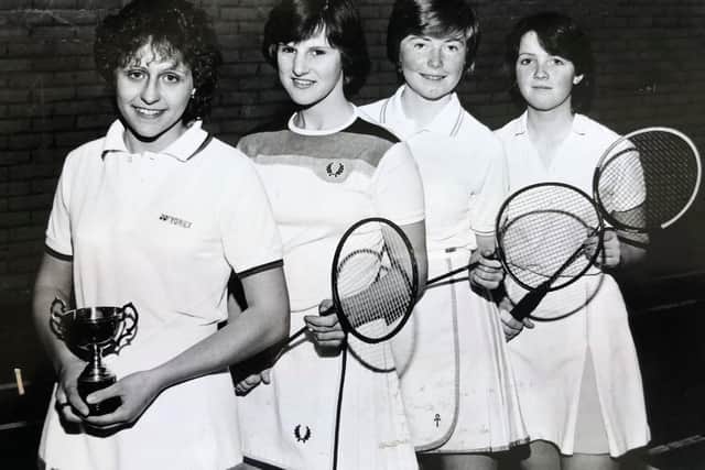 Montgomery High School Under 16 badminton team who were Blackpool and District Schools' Under 16 League champions in 1982. From left: Gail Atkin, Sharon Denby, Dawn Hodgson and Beverley Drake.