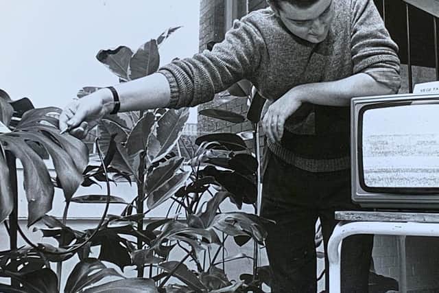 John McGuiness experimenting with a TV aerial.