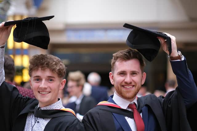 Blackpool and the Fylde College Graduations at The Winter Gardens. BSc Network Engineering and System Administration students James Wright and Josh Pearson.