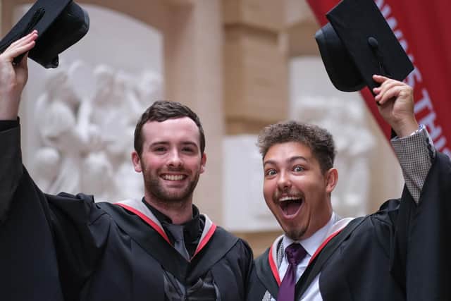 Blackpool and the Fylde College Graduations at The Winter Gardens. BA (Hons) Acting students Kevin Bierne and Jacob Dawes.