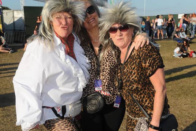 Rod Stewart outfits for L-R: Carol Topping, Sara Rajiah and Linzi Counsell