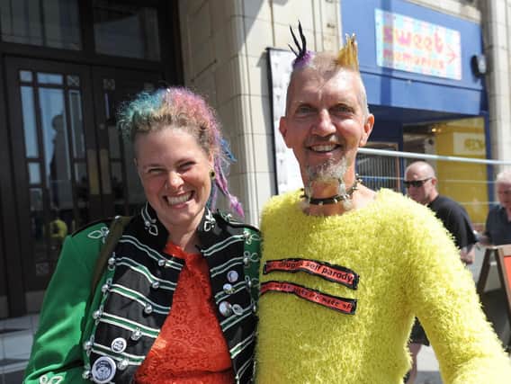 Punks gather for the Rebellion Festival 2019.  Moo and Llama.