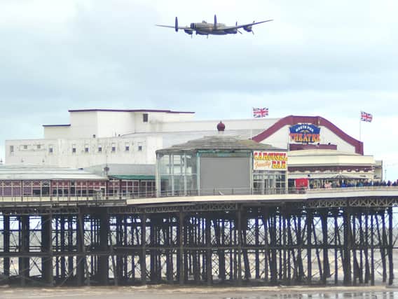 The Lancaster Bomber during the Battle of Britain Memorial Flight at Blackpool Air Show