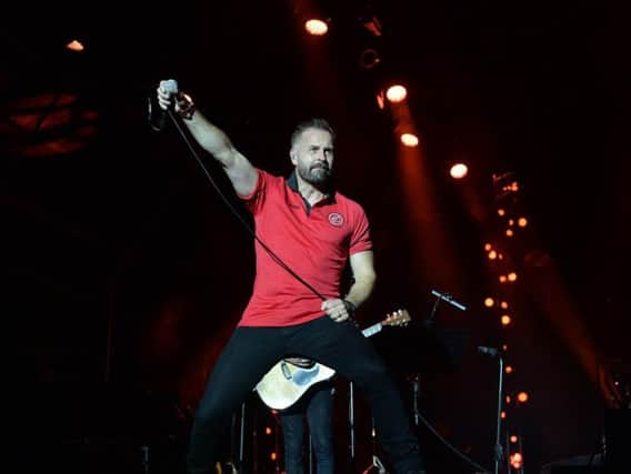 Alfie Boe sports a new Fleetwood Town top  Picture: DAVE NELSON