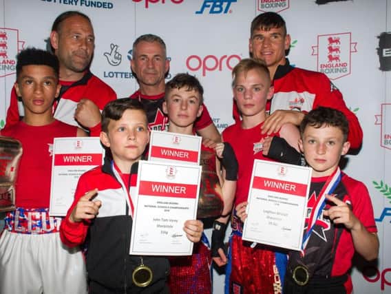 The Sharpstyle competitors and coaches at the England Boxing finals in Grantham