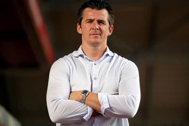 New Fleetwood Town manager Joey Barton after the press conference at Highbury Stadium, Fleetwood.