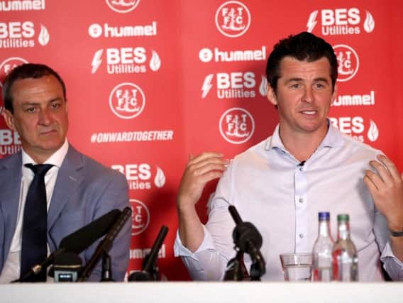 Andy Pilley and Joey Barton at the press conference