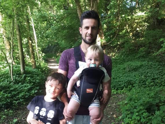 Paul with his two sons Max, seven, and Toby, 10 months.