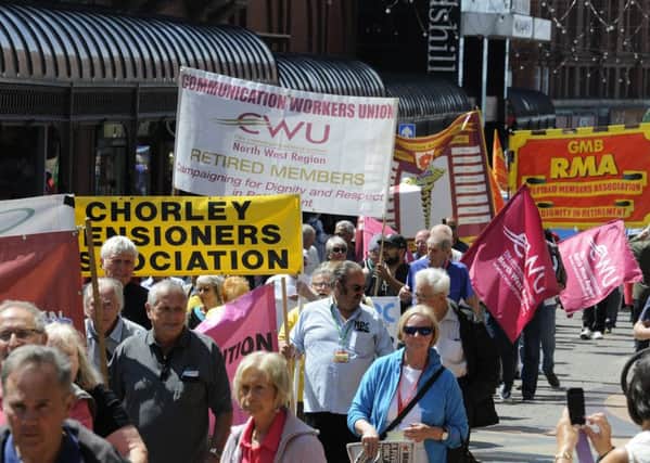 Pensioners Parliament march in Blackpool town centre